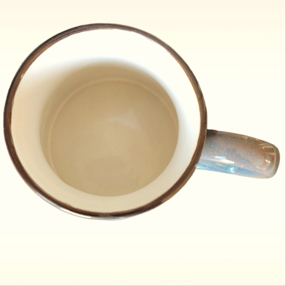 La Rochelle Hipster cat dog glazed pottery mug, blue grey color, 16oz - Picture 4 of 4